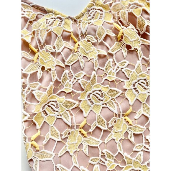 NBD Donna Sunshine Yellow Floral Broderie Anglaise Lace Midi Slip Dress, Size S - Picture 9 of 14